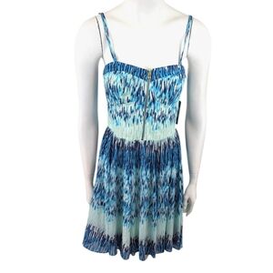 Guess Watercolor Zip Bodice Dress NEW Womens 6 Blue White Sleeveless Sundress